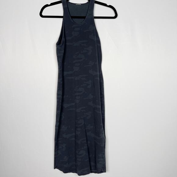 Monrow XSmall XS Vintage Black Camo Bodycon Sport Dress Midi Cotton Stretch - Picture 1 of 11